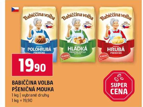 BABIČČINA VOLBA PŠENIČNÁ MOUKA 1 kg vybrané druhy