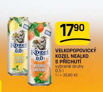 VELKOPOPOVICKÝ KOZEL NEALKO S PŘÍCHUTÍ vybrané druhy 0,5l