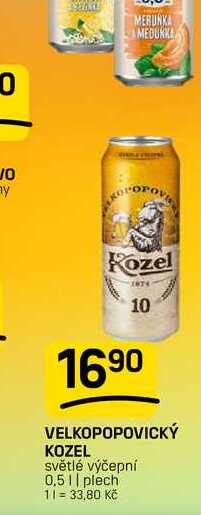 VELKOPOPOVICKÝ KOZEL světlé výčepní 0,5|| plech