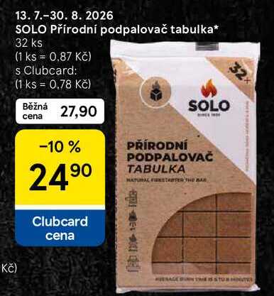 SOLO Přírodní podpalovač tabulka, 32 ks