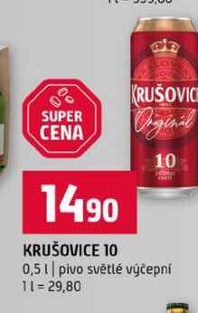 KRUŠOVICE 10 0,5l pivo světlé výčepní