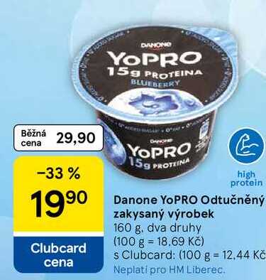 Danone YoPRO Odtučněný zakysaný výrobek, 160 g