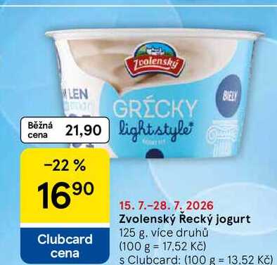 Zvolenský Řecký jogurt, 125 g, více druhů 