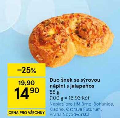 Duo šnek se sýrovou náplní s jalapeños, 88 g  