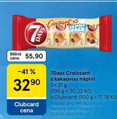 7Days Croissant s kakaovou náplní, 5x 37 g  