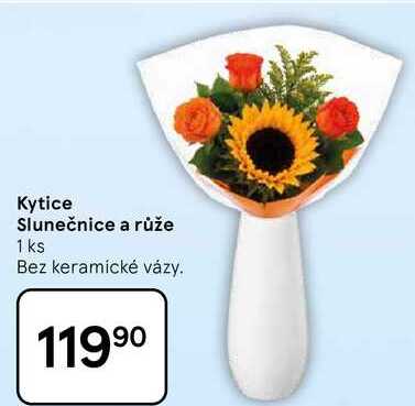 Kytice Slunečnice a růže, 1 ks, Bez keramické vázy