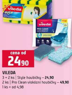 VILEDA 3+2 ks Style houbičky 2 ks Pro Clean viskózní houbičky