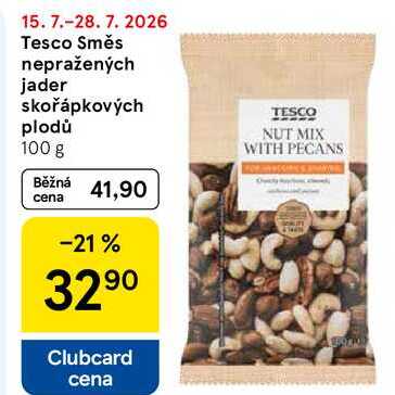 Tesco Směs nepražených jader skořápkových plodů, 100 g