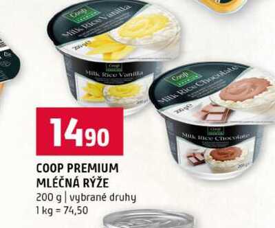 COOP PREMIUM MLÉČNÁ RÝŽE 200 g vybrané druhy