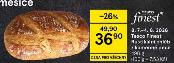 Tesco Finest Rustikální chléb z kamenné pece, 490 g