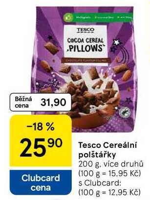 Tesco Cereální polštářky, 200 g, více druhů 