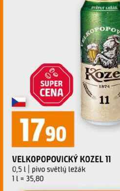 VELKOPOPOVICKÝ KOZEL 11 0,5l pivo světlý ležák