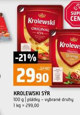KROLEWSKI SÝR 100 g plátky vybrané druhy 