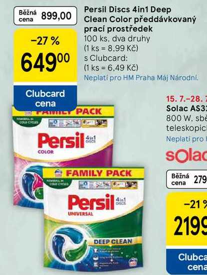 Persil Discs 4in1 Deep Clean Color předdávkovaný prací prostředek, 100 ks, dva druhy