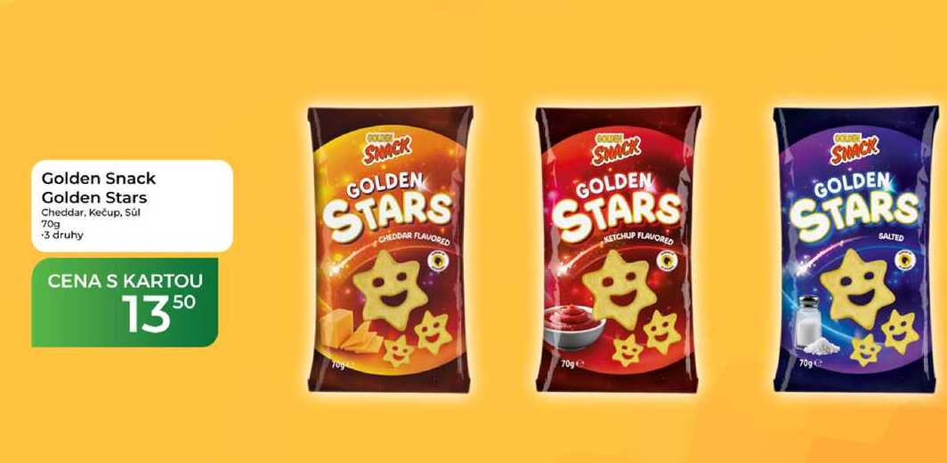 Golden Snack Golden Stars Cheddar, Kečup, Súl 70g  