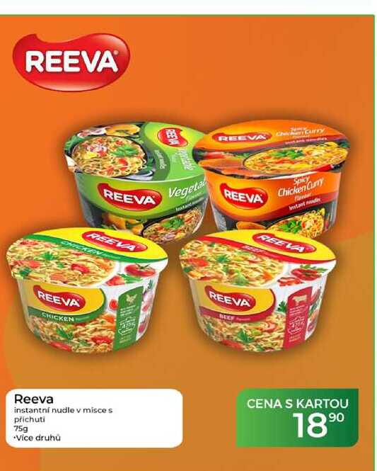 Reeva instantní nudle v misce s příchuti 75g