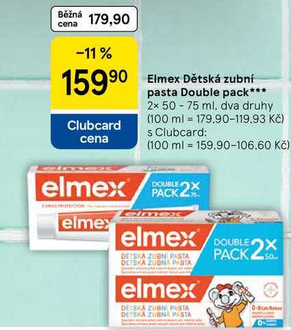 Elmex Dětská zubní pasta Double pack, 2x 50 - 75 ml