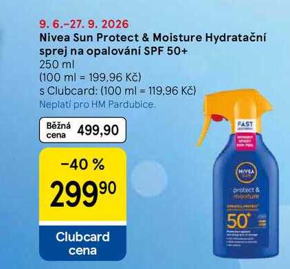 Nivea Sun Protect & Moisture Hydratační sprej na opalování SPF 50+, 250 ml