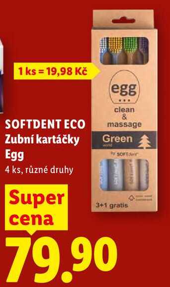SOFTDENT ECO Zubní kartáčky Egg, 4 ks