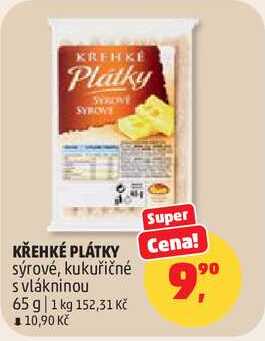 KŘEHKÉ PLÁTKY sýrové, kukuřičné s vlákninou, 65 g