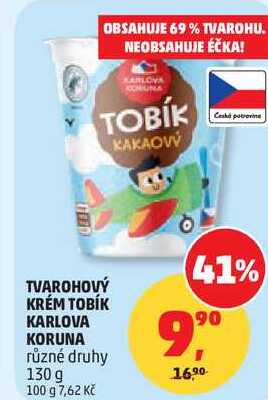 TVAROHOVÝ KRÉM TOBÍK KARLOVA KORUNA různé druhy, 130 g  