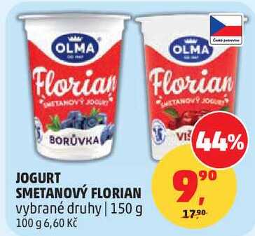 JOGURT SMETANOVÝ FLORIAN vybrané druhy, 150 g