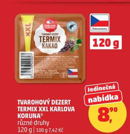 TVAROHOVÝ DEZERT TERMIX XXL KARLOVA KORUNA různé druhy, 120 g