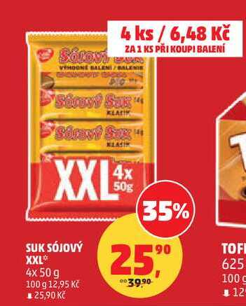 SUK SÓJOVÝ XXL, 4x 50 g   v akci