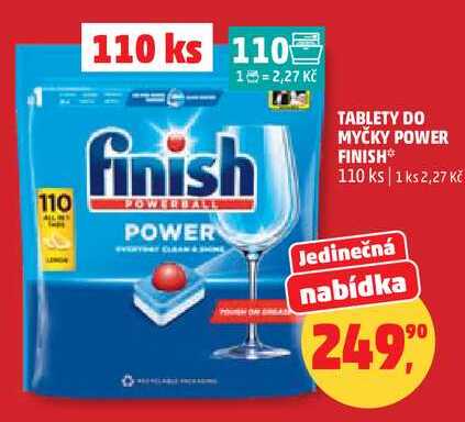 TABLETY DO MYČKY POWER FINISH, 110 ks