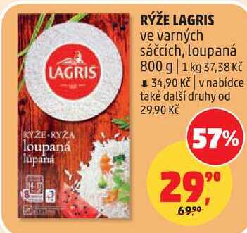 RÝŽE LAGRIS ve varných sáčcích, loupaná, 800 g