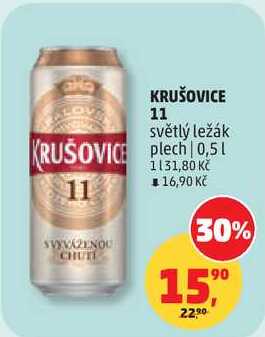 KRUŠOVICE 11 světlý ležák plech, 0,5 l