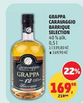 GRAPPA CARAVAGGIO BARRIQUE SELECTION 40% alk., 0,5 l