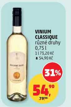 VINIUM CLASSIQUE různé druhy, 0,75 l