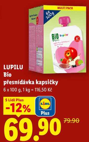 LUPILU Bio přesnídávka kapsičky, 6x 100 g