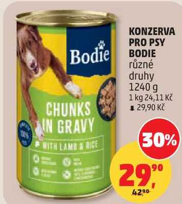 KONZERVA PRO PSY BODIE různé druhy, 1240 g