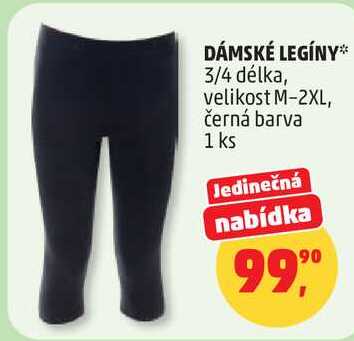 DÁMSKÉ LEGÍNY 3/4 délka, velikost M-2XL, černá barva, 1 ks  