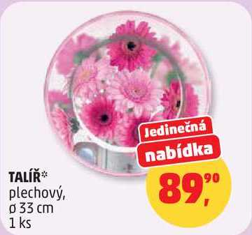TALÍŘ plechový, průměr 33 cm, 1 ks