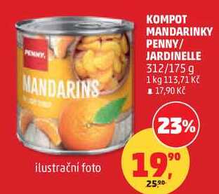 KOMPOT MANDARINKY PENNY/ JARDINELLE, 312/175 g