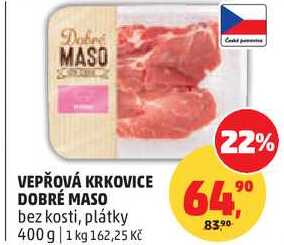 VEPŘOVÁ KRKOVICE DOBRÉ MASO bez kosti, plátky, 400 g