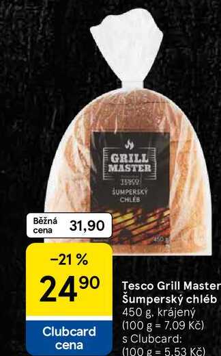 Tesco Grill Master Šumperský chléb, 450 g, krájený