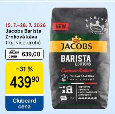 Jacobs Barista Zrnková káva, 1 kg