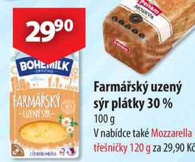 Farmářský uzený sýr plátky 30%, 100 g