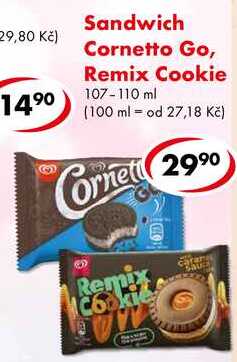 Sandwich Cornetto Go, Remix Cookie, 107-110 ml