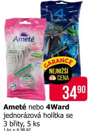 Ameté nebo 4Ward jednorázová holítka se 3 břity, 5 ks