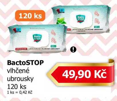 BactoSTOP vlhčené ubrousky 120 ks