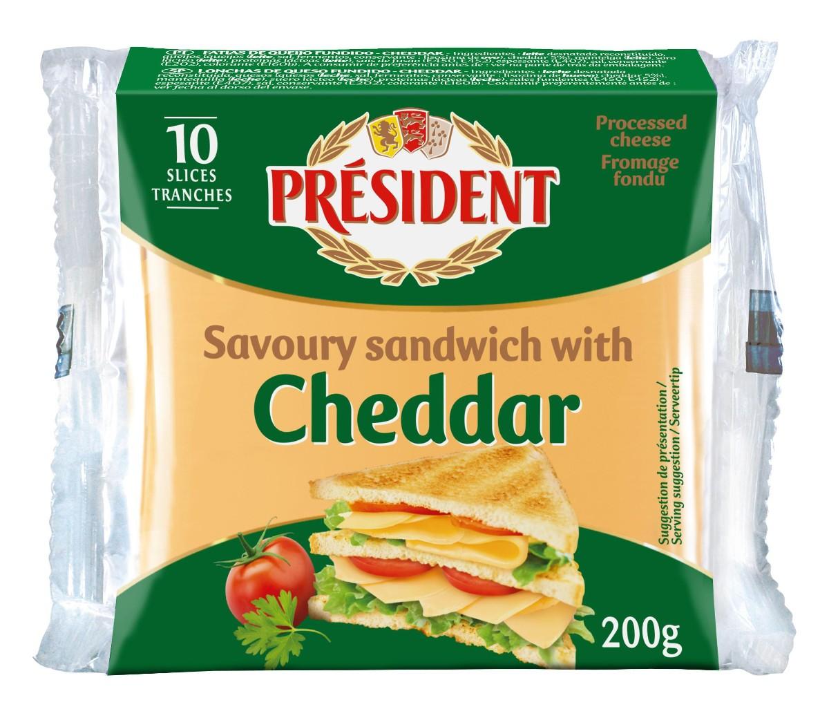 Président Tavené plátky Sandwich Cheddar, 200 g