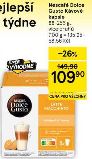 Nescafé Dolce Gusto Κάνονέ kapsle, 88-256 g