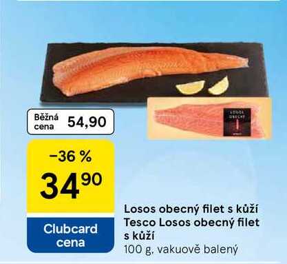 Tesco Losos obecný filet s kůží, 100 g