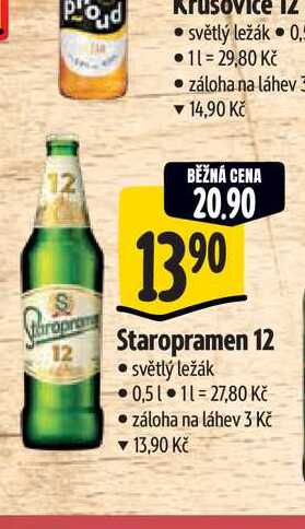 Staropramen 12 světlý ležák 0, 5 l