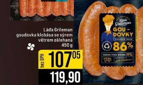 Grileman goudovka klobása se sýrem větrem ošlehanȧ 450 g 